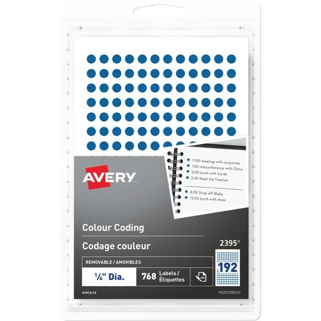 2395 Avery® Removable Colour Coding Labels Handwrite, ¼"  Blue / Removable