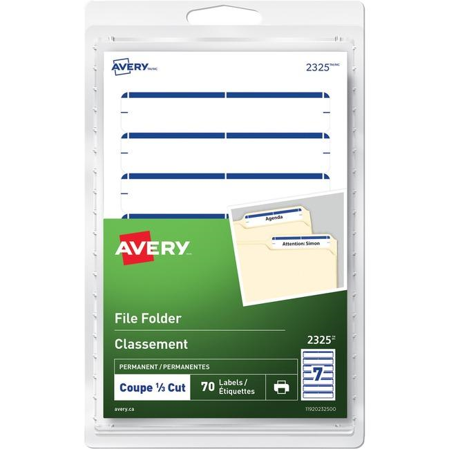 2325 Avery® File Folder Labels for Laser and Inkjet Printers, 3½" x ?"  Blue / Permanent