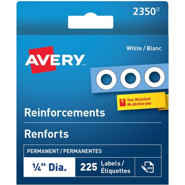 Avery® White Reinforcement Labels ¼" Diameter  White / Permanent (2350)