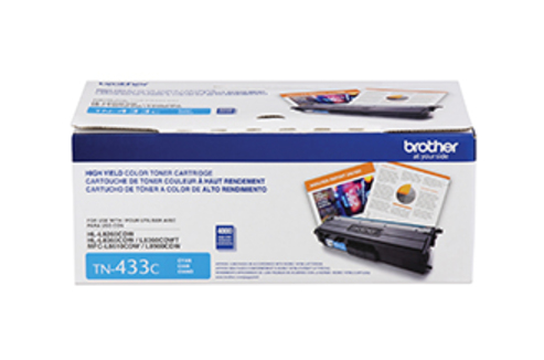 Brother TN433C Cyan Toner Cartridge, High Yield